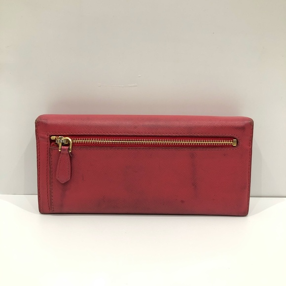 Prada Pink Leather Flap Long Wallet Sku#84590 (Gently used,fair condition) - Picture 3 of 15